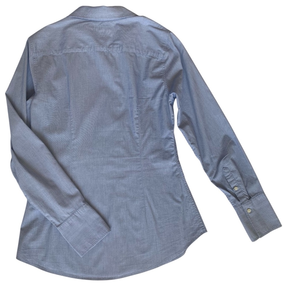 Banana Republic Riley Office, Casual, Minimalist Button-Down Dress Shirt Blue 6 - Picture 7 of 11